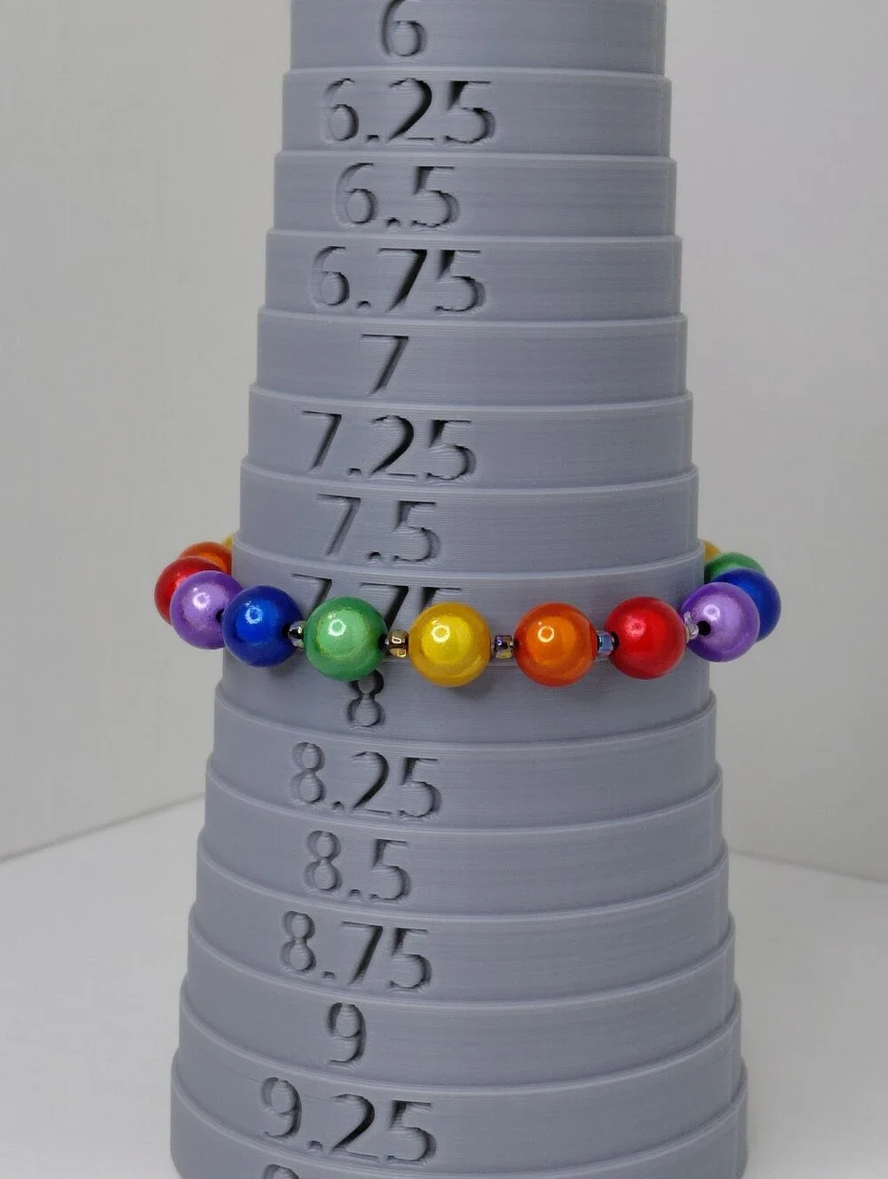 Hand Crafted Bright Rainbow Pearl Bead Stretch Bracelet 7.75 Inch